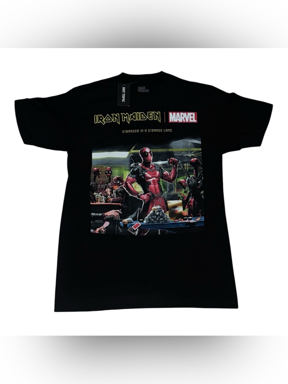 Hot Topic Black Iron Maiden x Marvel Deadpool Graphic Tee
